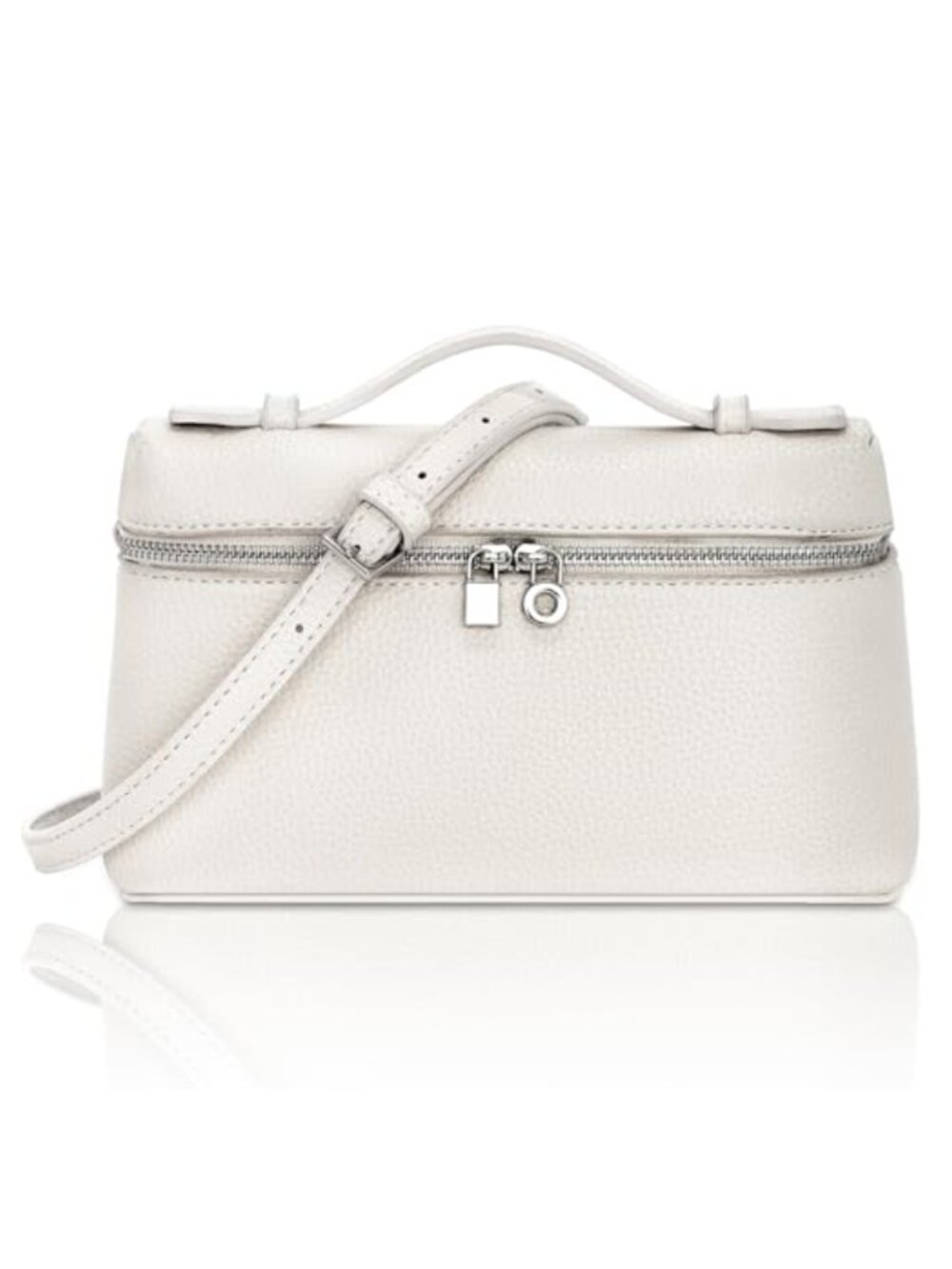 Pebbled Leather Crossbody Purse Zipper Adjustable Strap Small Top-Handle